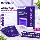 OroDent PAP teeth whitening strips box — peroxide-free at-home whitening kit